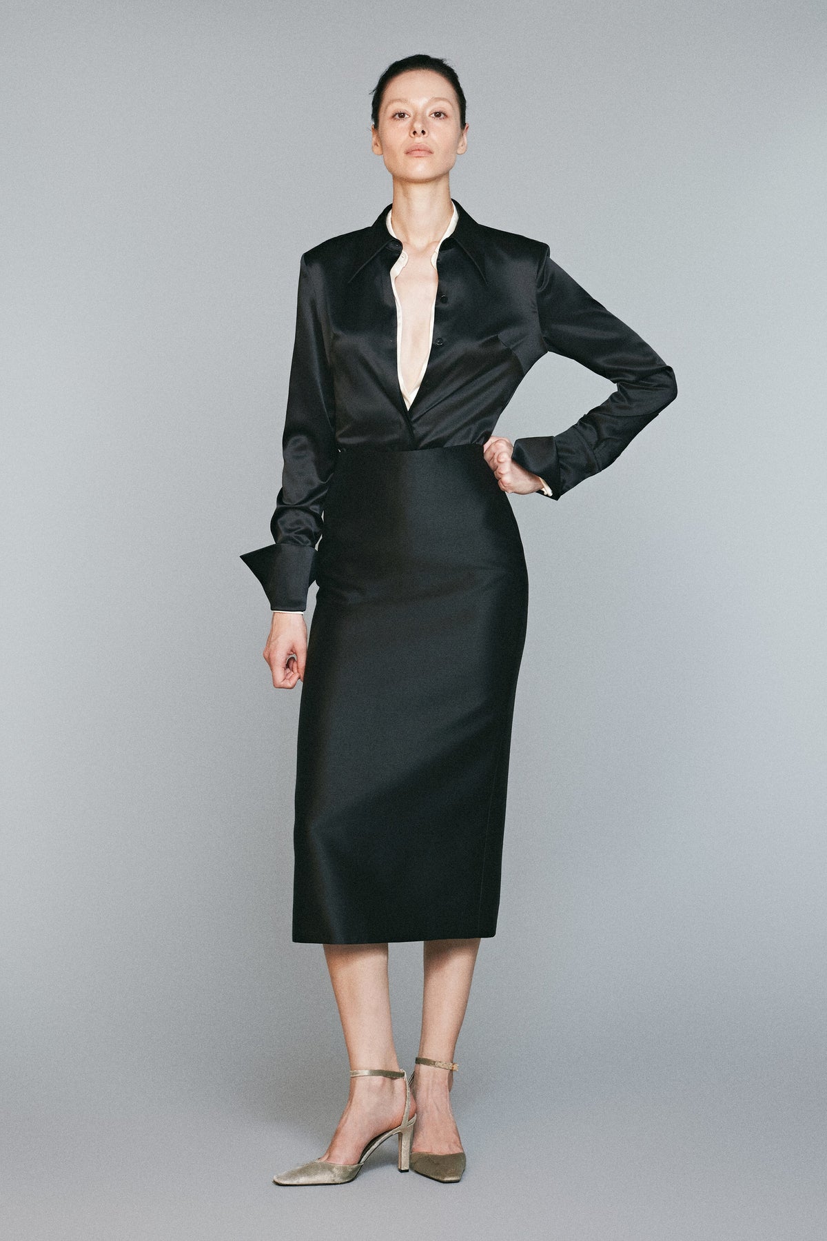 Classique Taffeta Midi Skirt | 04-classique-taffeta-midi-skirt-black #Màu_Black
