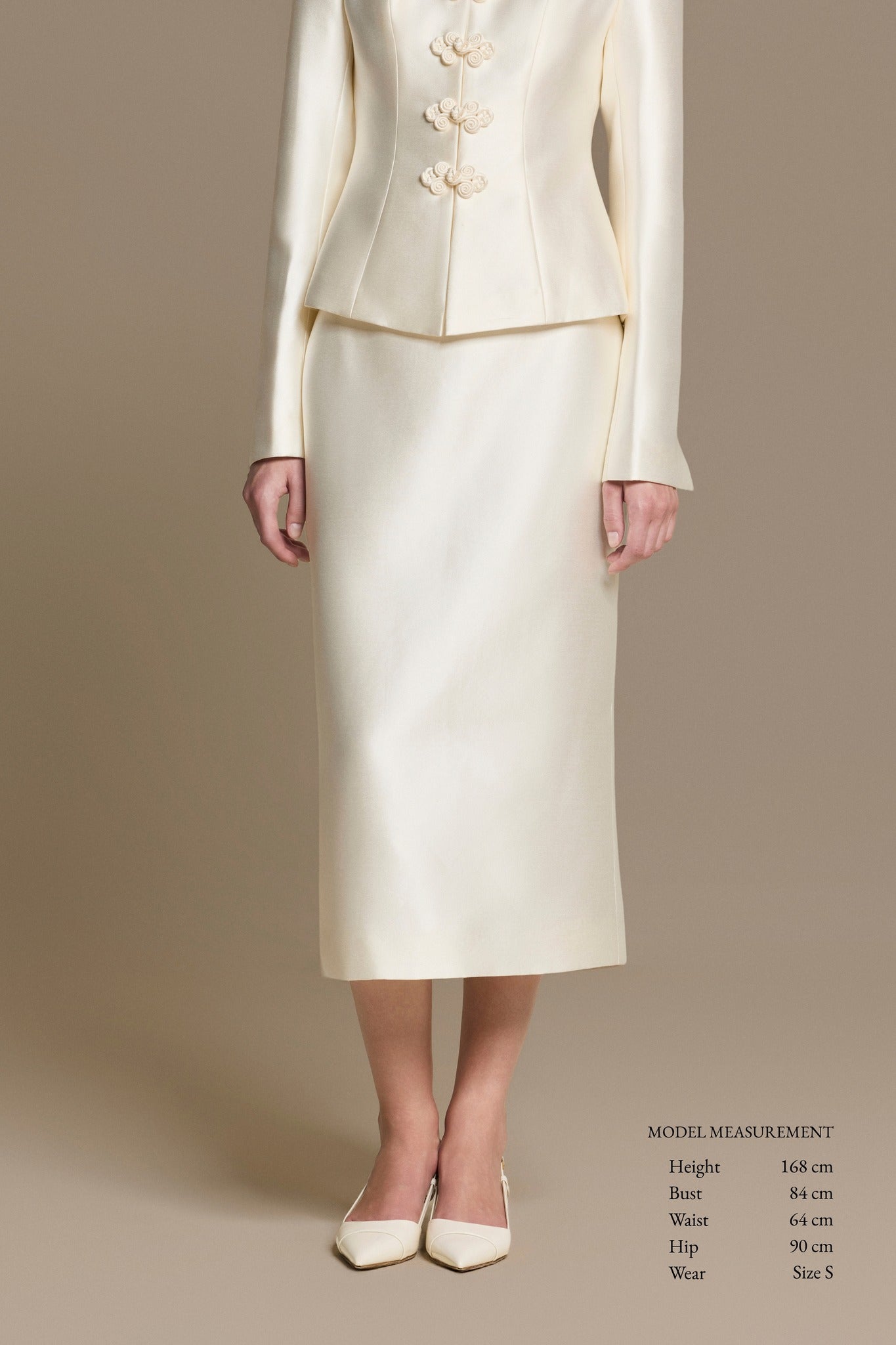 Blanc Taffeta Midi-skirt